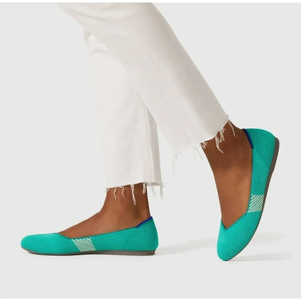 Women’s Teal Knit Ballet Flats - Lightweight Comfort